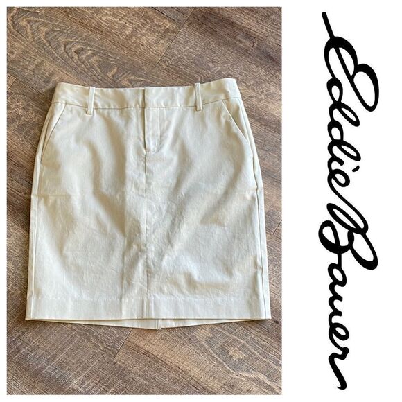 Eddie Bauer Skirt Khaki Tan Business Casual 2 Preppy - Picture 3 of 14